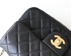 CHANEL FLAP BAG 20CM GOLD HARDWARE BLACK LAMBSKIN