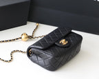 CHANEL FLAP BAG 20CM GOLD HARDWARE BLACK LAMBSKIN