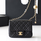 CHANEL FLAP BAG 17CM GOLD HARDWARE BLACK LAMBSKIN