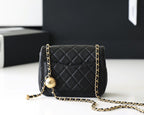 CHANEL FLAP BAG 17CM GOLD HARDWARE BLACK LAMBSKIN