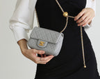 CHANEL FLAP BAG 17CM GREY LAMBSKIN GOLD HARDWARE