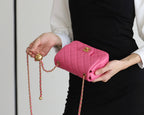 CHANEL FLAP BAG 17CM PINK LAMBSKIN GOLD HARDWARE