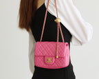 CHANEL FLAP BAG 17CM PINK LAMBSKIN GOLD HARDWARE