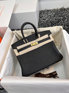 HERMES BIRKIN 25CM BLACK TOGO LEATHER GOLD HARDWARE