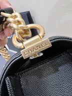 CHANEL BOY BAG MEDIUM 25 BLACK CAVIAR GOLD HARDWARE