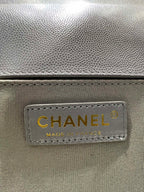 CHANEL BOY BAG MEDIUM 25 GREY CAVIAR GOLD HARDWARE