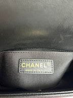 CHANEL BOY BAG SMALL 20 BLACK CHEVRON CAVIAR GOLD HARDWARE