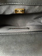 CHANEL BOY BAG SMALL 20 BLACK CHEVRON CAVIAR GOLD HARDWARE
