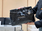 CC 19 HOBO BAG 43CM BLACK GOATSKIN SILVER HARDWARE