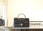 CHANEL FLAP BAG 23 BLACK LAMBSKIN GOLD HARDWARE TOPHAND