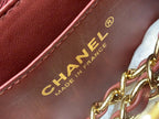 CHANEL MINI SQUARE FLAP BAG 17CM BURGUNDY LAMBSKIN GOLD HARDWARE