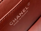 CHANEL MINI SQUARE FLAP BAG 17CM BURGUNDY LAMBSKIN SILVER HARDWARE