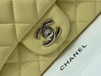 CHANEL MINI SQUARE FLAP BAG 17CM YELLOW LAMBSKIN SILVER HARDWARE
