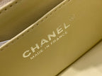 CHANEL MINI SQUARE FLAP BAG 17CM YELLOW LAMBSKIN SILVER HARDWARE