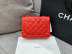 CHANEL MINI SQUARE FLAP BAG 17CM RED CAVIAR SILVER HARDWARE