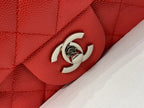 CHANEL MINI SQUARE FLAP BAG 17CM RED CAVIAR SILVER HARDWARE