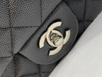 CHANEL MINI SQUARE FLAP BAG 17CM BLACK CAVIAR SILVER HARDWARE