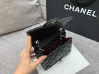 CHANEL MINI SQUARE FLAP BAG 17CM BLACK CAVIAR SILVER HARDWARE
