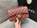 CHANEL MINI RECTANGLE FLAP BAG 20CM BURGUNDY LAMBSKIN GOLD HARDWARE