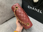 CHANEL MINI RECTANGLE FLAP BAG 20CM BURGUNDY LAMBSKIN GOLD HARDWARE