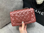 CHANEL MINI RECTANGLE FLAP BAG 20CM BURGUNDY LAMBSKIN SILVER HARDWARE