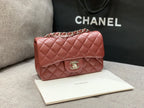 CHANEL MINI RECTANGLE FLAP BAG 20CM BURGUNDY LAMBSKIN SILVER HARDWARE