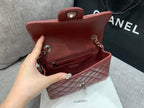 CHANEL MINI RECTANGLE FLAP BAG 20CM BURGUNDY LAMBSKIN SILVER HARDWARE