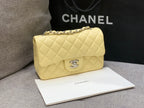 CHANEL MINI RECTANGLE FLAP BAG 20CM YELLOW LAMBSKIN SILVER HARDWARE