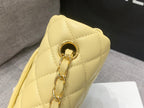 CHANEL MINI RECTANGLE FLAP BAG 20CM YELLOW LAMBSKIN GOLD HARDWARE
