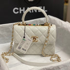 CHANEL TRENDY 20CM WHITE LAMBSKIN GOLD HARDWARE