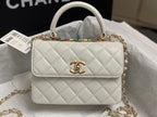 CHANEL TRENDY 20CM WHITE LAMBSKIN GOLD HARDWARE
