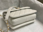 CHANEL TRENDY 20CM WHITE LAMBSKIN GOLD HARDWARE