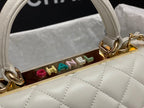 CHANEL TRENDY 20CM WHITE LAMBSKIN GOLD HARDWARE