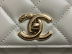 CHANEL TRENDY 20CM WHITE LAMBSKIN GOLD HARDWARE