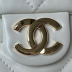 CHANEL 19 TOTE 33CM WHITE LAMBSKIN GOLD HARDWARE