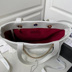 CHANEL 19 TOTE 33CM WHITE LAMBSKIN GOLD HARDWARE