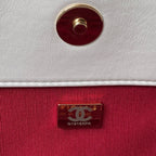 CHANEL 19 TOTE 33CM WHITE LAMBSKIN GOLD HARDWARE