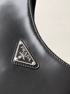 PRADA CLEO 30 BLACK BRUSHED LEATHER SHOULDER BAG