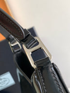 PRADA CLEO 30 BLACK BRUSHED LEATHER SHOULDER BAG