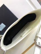 PRADA CLEO 30 WHITE BRUSHED LEATHER SHOULDER BAG