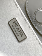 PRADA CLEO 30 WHITE BRUSHED LEATHER SHOULDER BAG