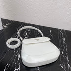 PRADA CLEO 24 WHITE BRUSHED LEATHER SHOULDER BAG