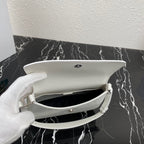 PRADA CLEO 24 WHITE BRUSHED LEATHER SHOULDER BAG