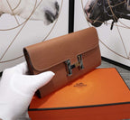 HM CLUTCH CONSTANCE 20.5 BROWN CALFSKIN SILVER HARDWARE