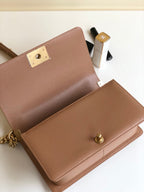 CHANEL MEDIUM 25 BOY BAG IN ASH BROWN LAMBSKIN SILVER HARDWARE