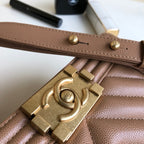 CHANEL MEDIUM 25 BOY BAG IN ASH BROWN LAMBSKIN SILVER HARDWARE