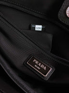 PRADA TOTE BAG 38 IN BLACK RE-NYLON AND SAFFIANO LEATHER TRIM