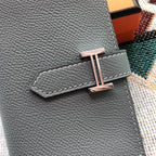 BEARN COMPACT WALLET 12 IN RHINO GRAY EPSOM LEATHER