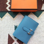 BEARN COMPACT WALLET 12 IN OCEAN BLUE EPSOM LEATHER