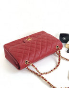 CHANEL FLAP BAG JUMBO 30CM RED CAVIAR GOLD HARDWARE